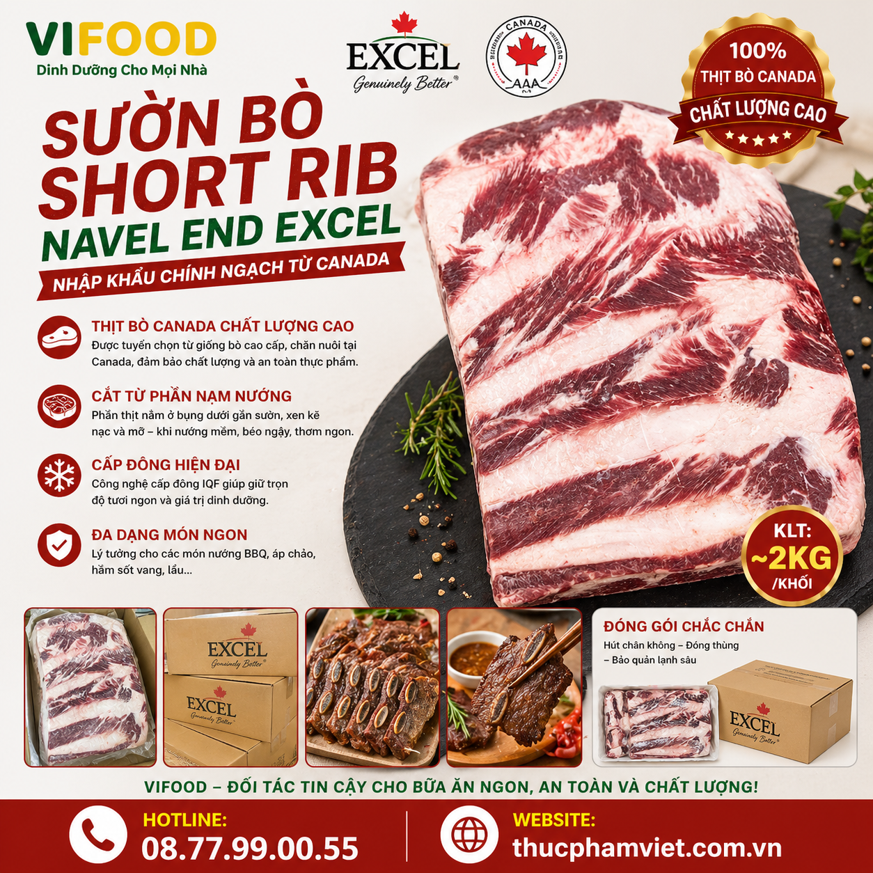 Short Rib Excel Canada nhập khẩu
