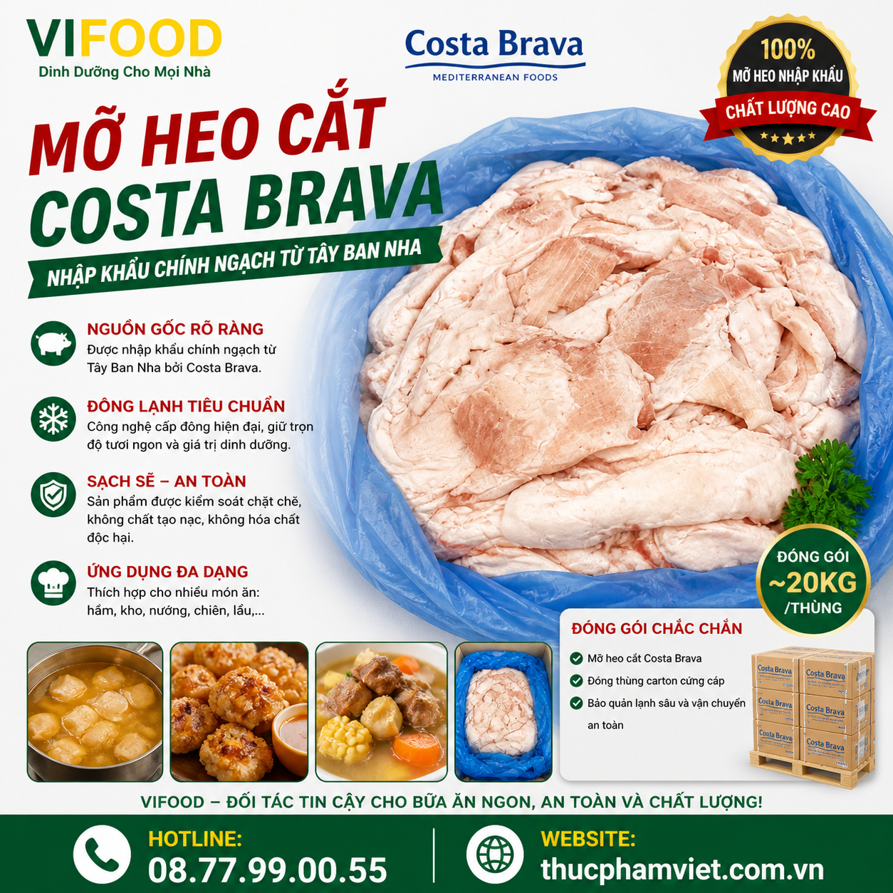 Mỡ cắt Costa nhập khẩu giá sỉ