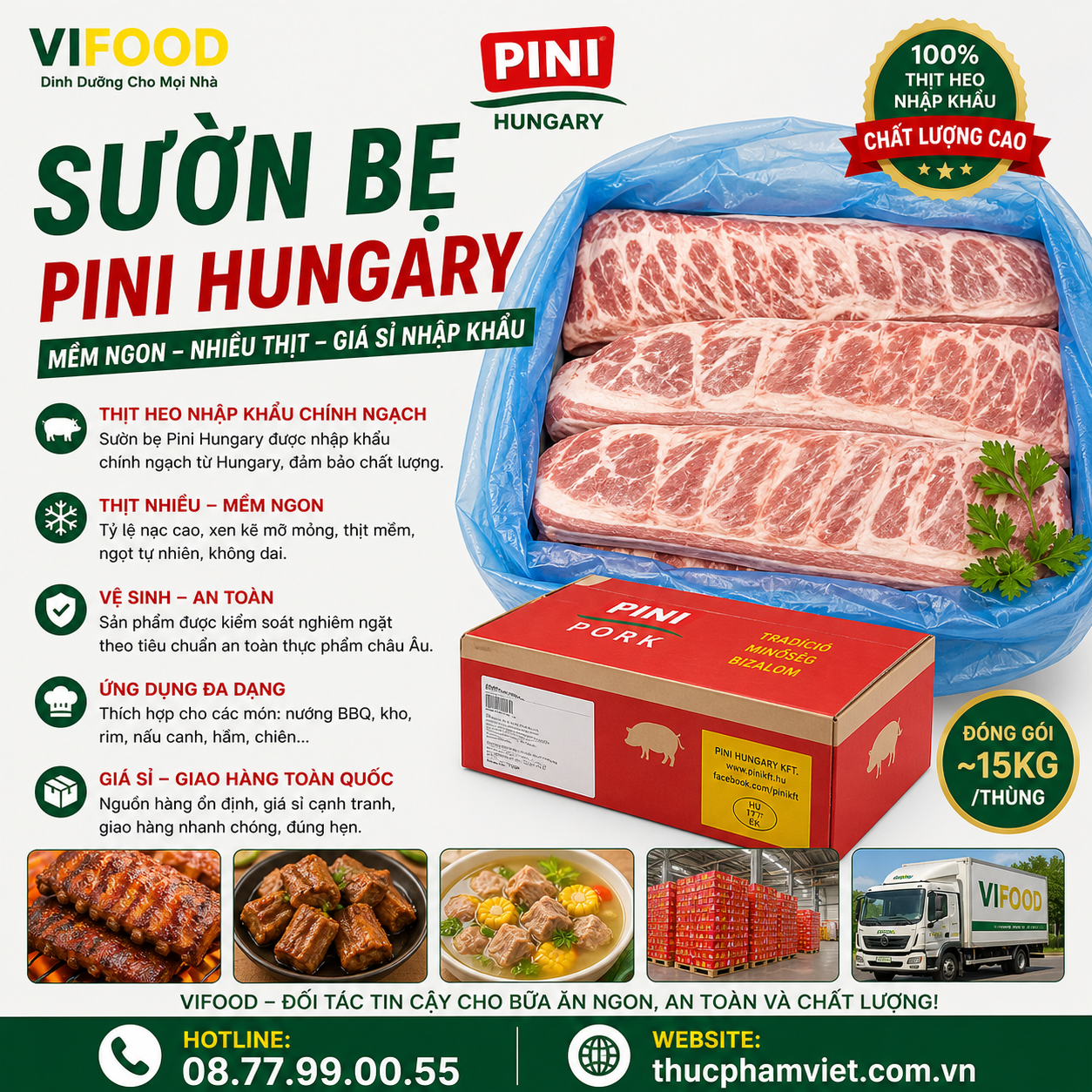 Sườn bẹ Pini Hungary nhập khẩu giá sỉ