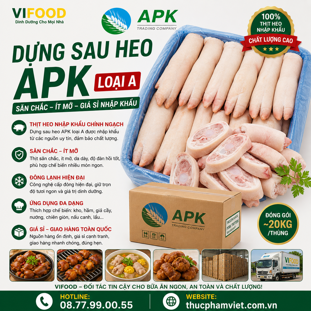 Dựng sau heo APK loại A giá sỉ