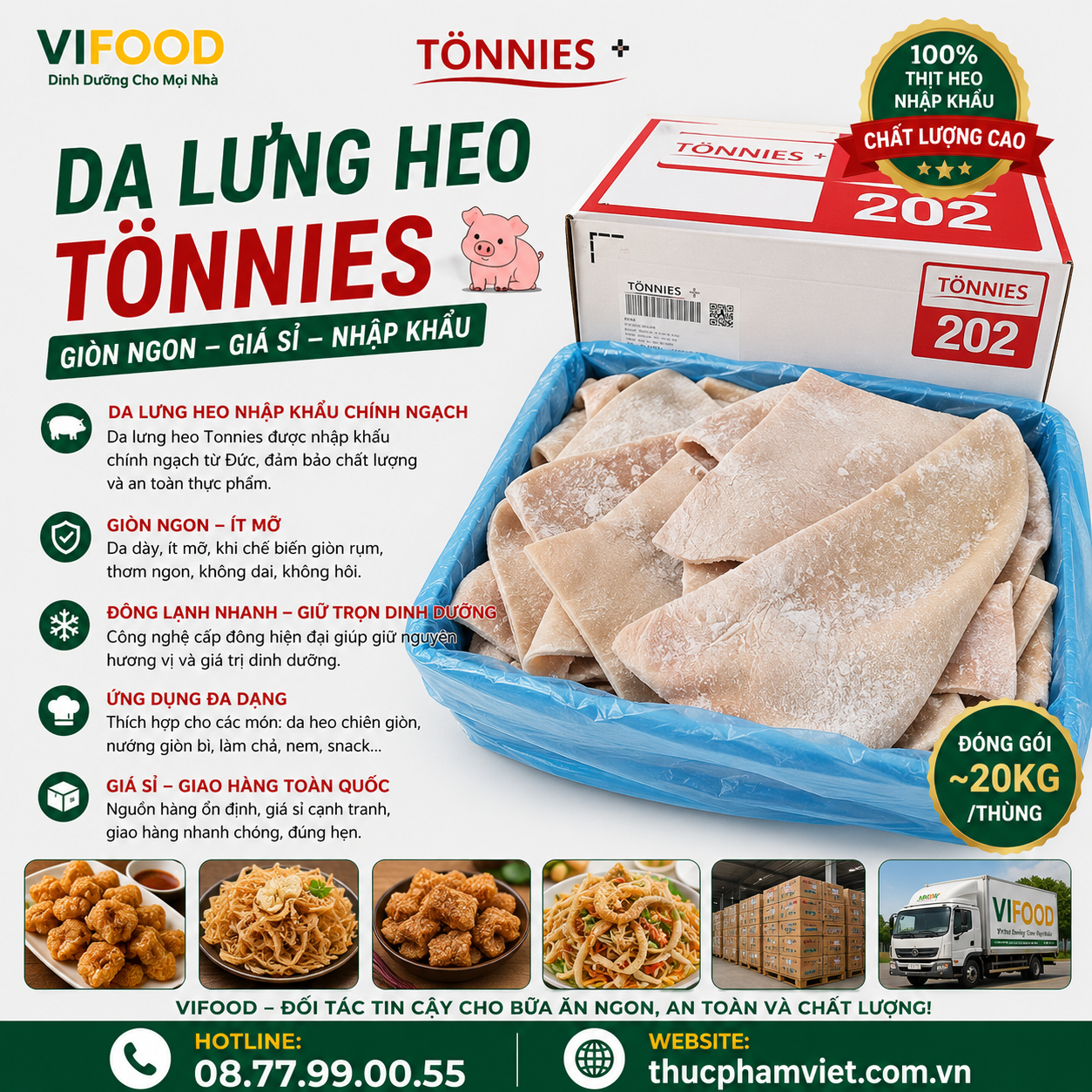 Da lưng heo Tonnies nhập khẩu giá sỉ