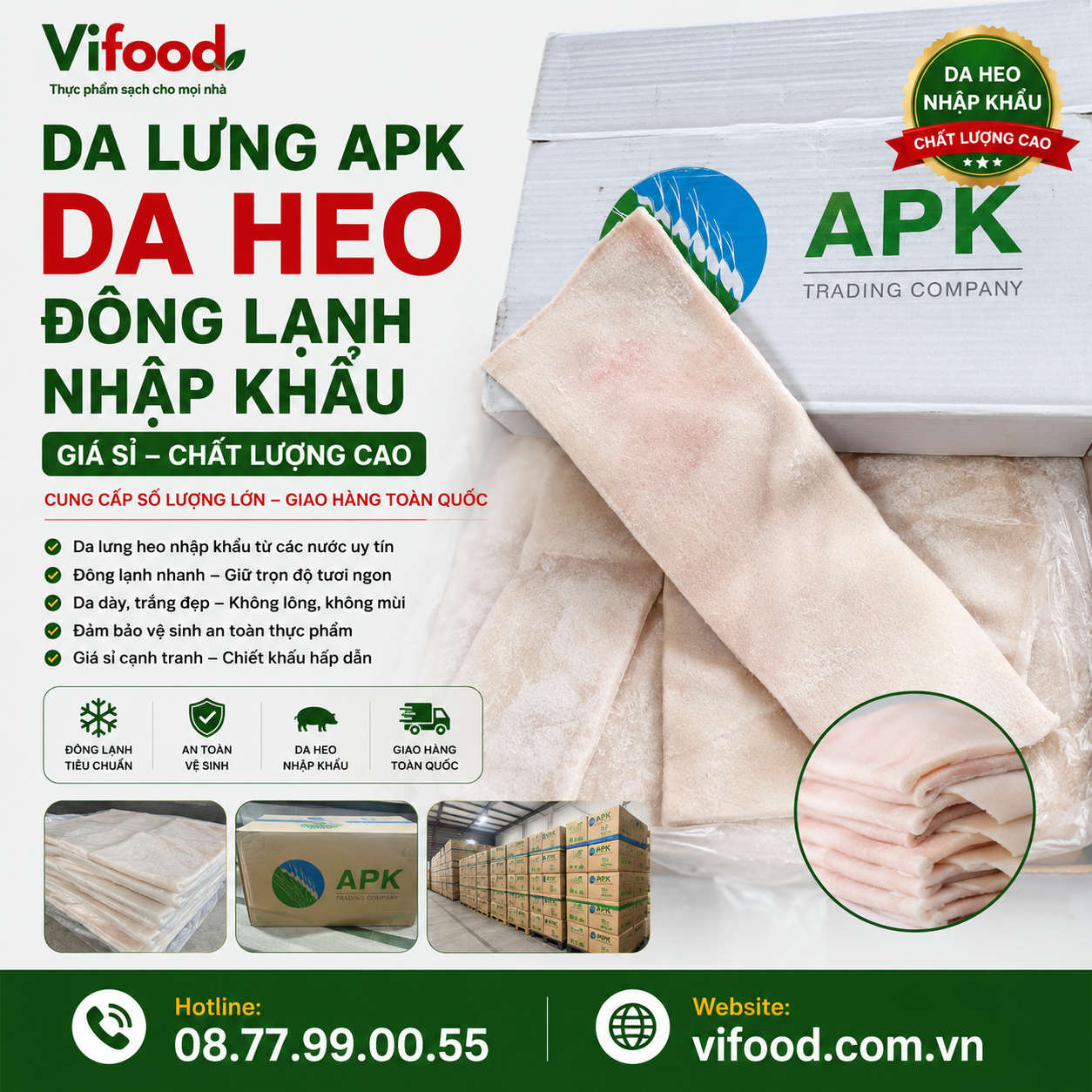 Da lưng APK nhập khẩu giá sỉ