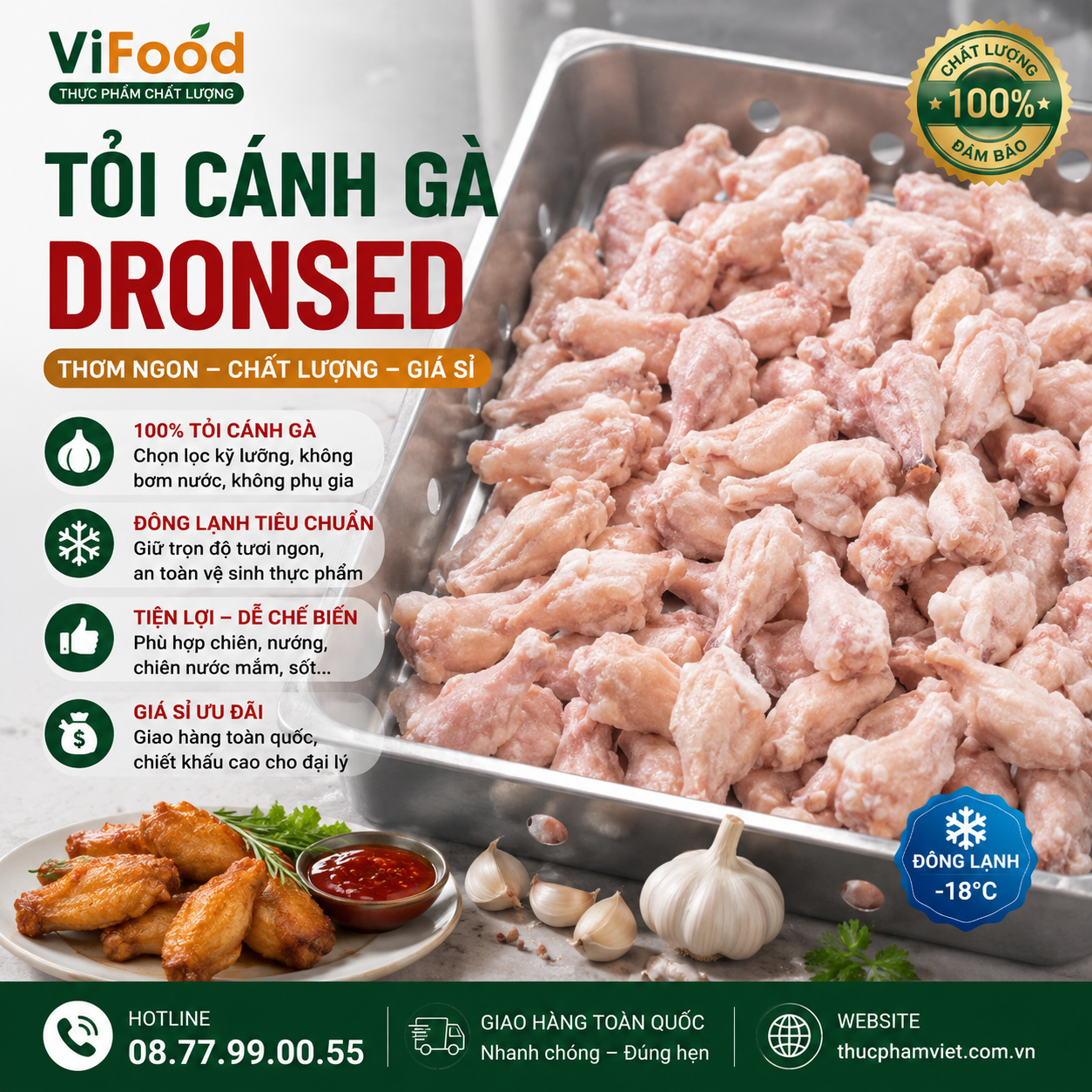 Tỏi Cánh Gà Dronsed Giá Sỉ