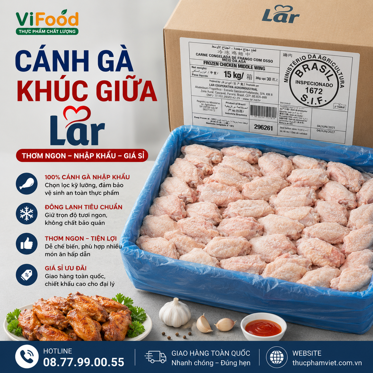Cánh Gà Khúc Giữa Lar Giá Sỉ
