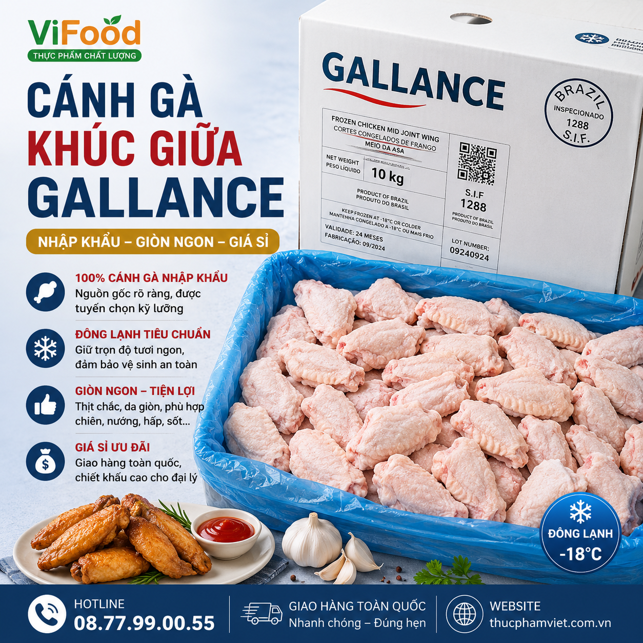 Cánh Gà Khúc Giữa Gallance Giá Sỉ