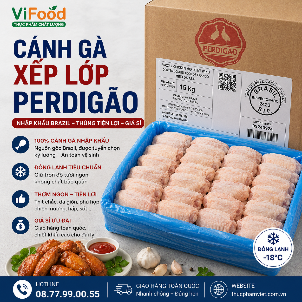 Cánh Gà Xếp Lớp Perdigão Giá Sỉ