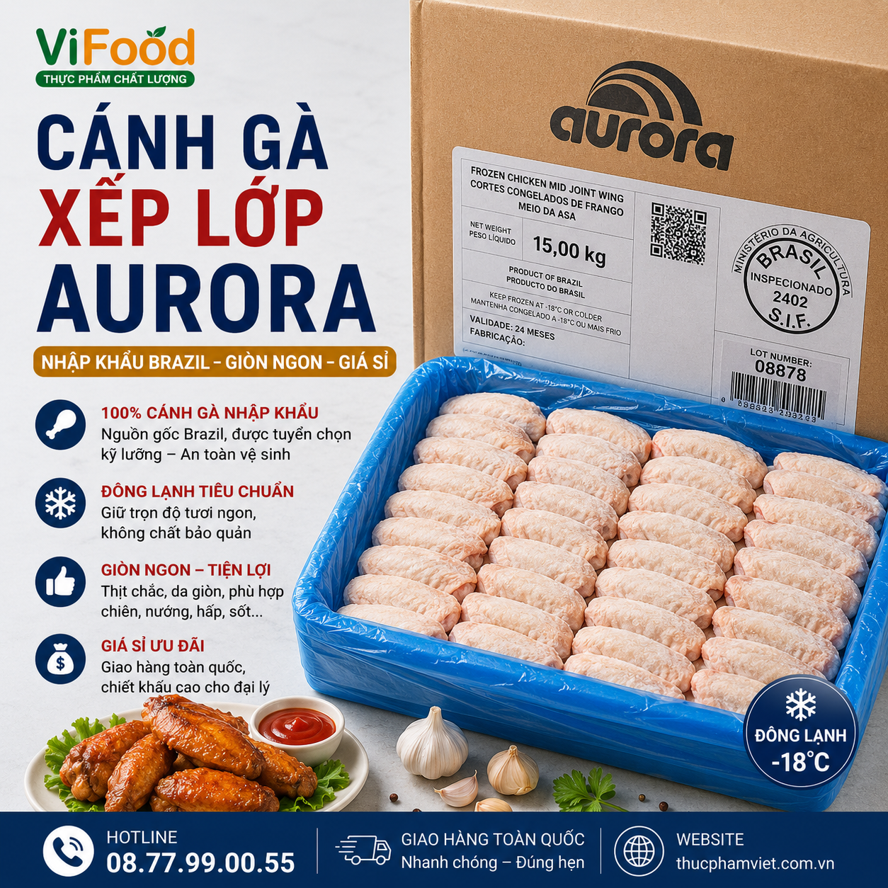Cánh Gà Xếp Lớp Aurora Giá Sỉ