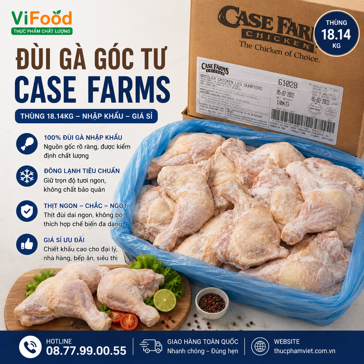 Đùi Gà Góc Tư Case Farms Giá Sỉ