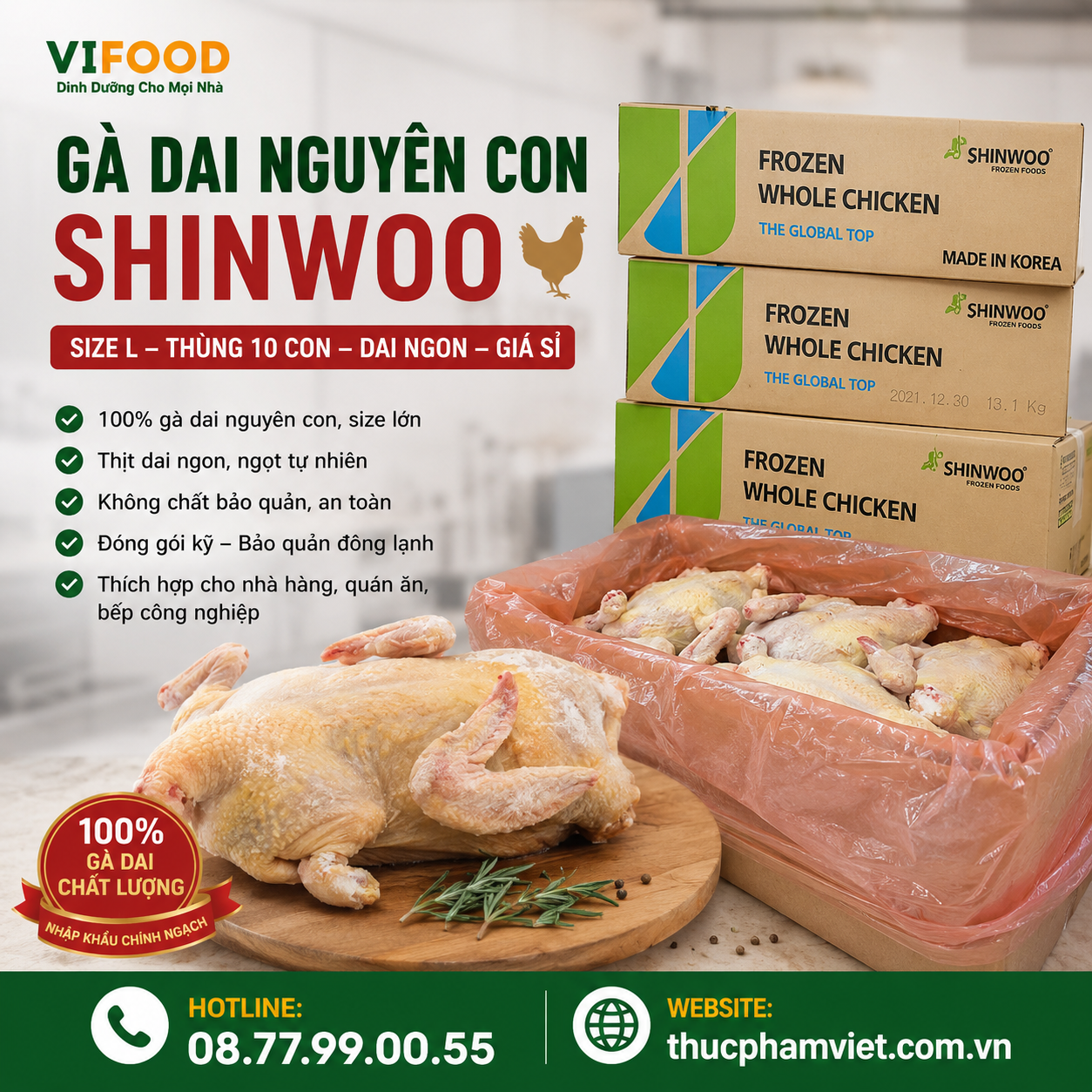 Gà Dai Nguyên Con Shinwoo Size L Giá Sỉ