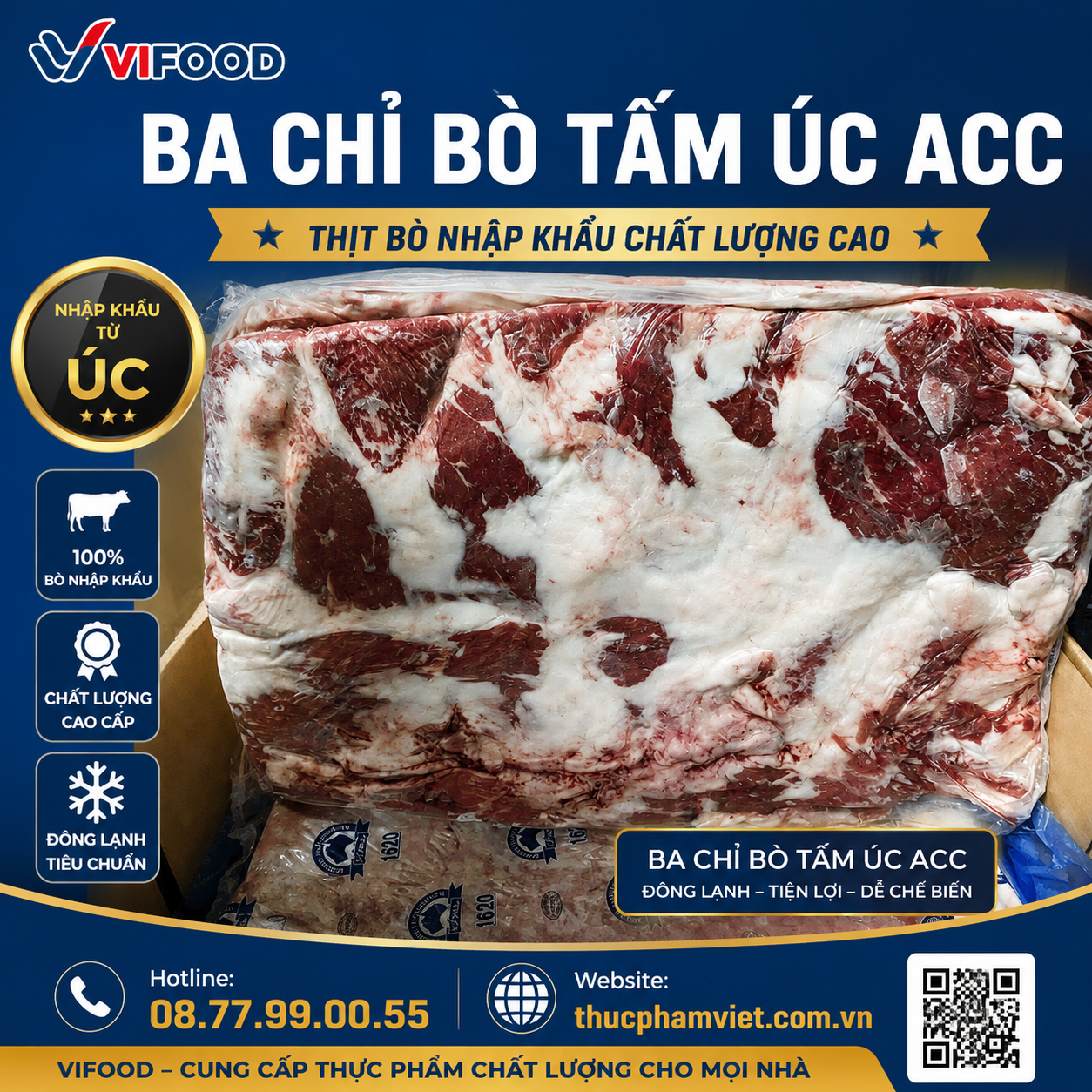 ba chỉ bò tấm Úc ACC