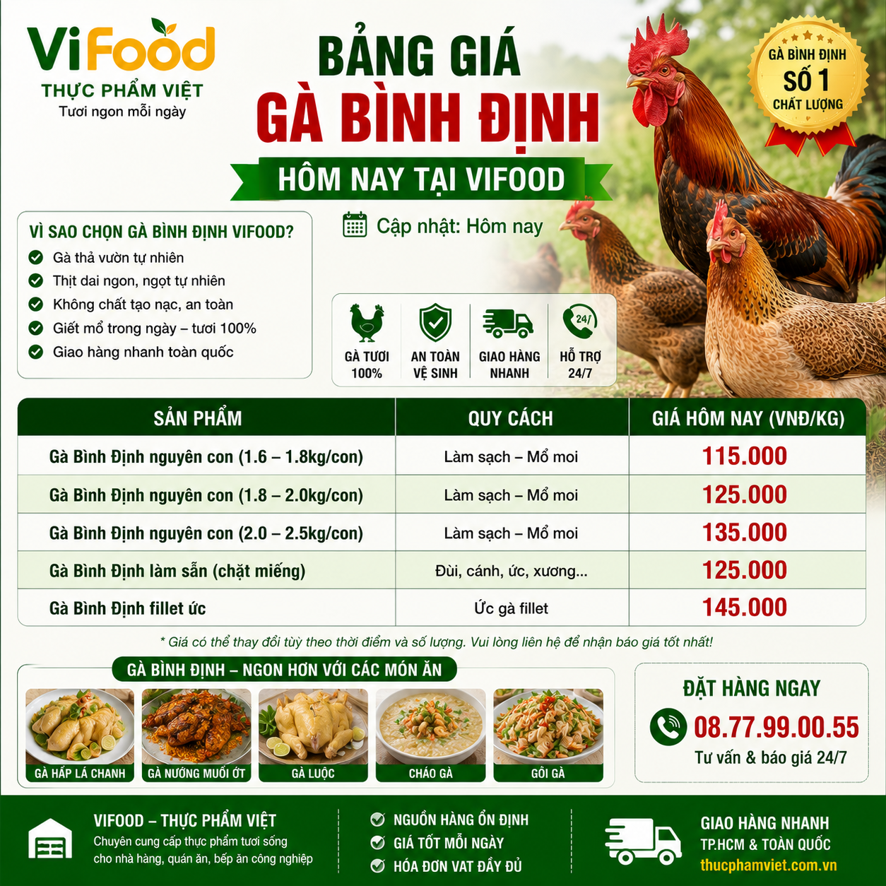 Giá Gà Bình Định Hôm Nay – Cập Nhật Mới Nhất 2026