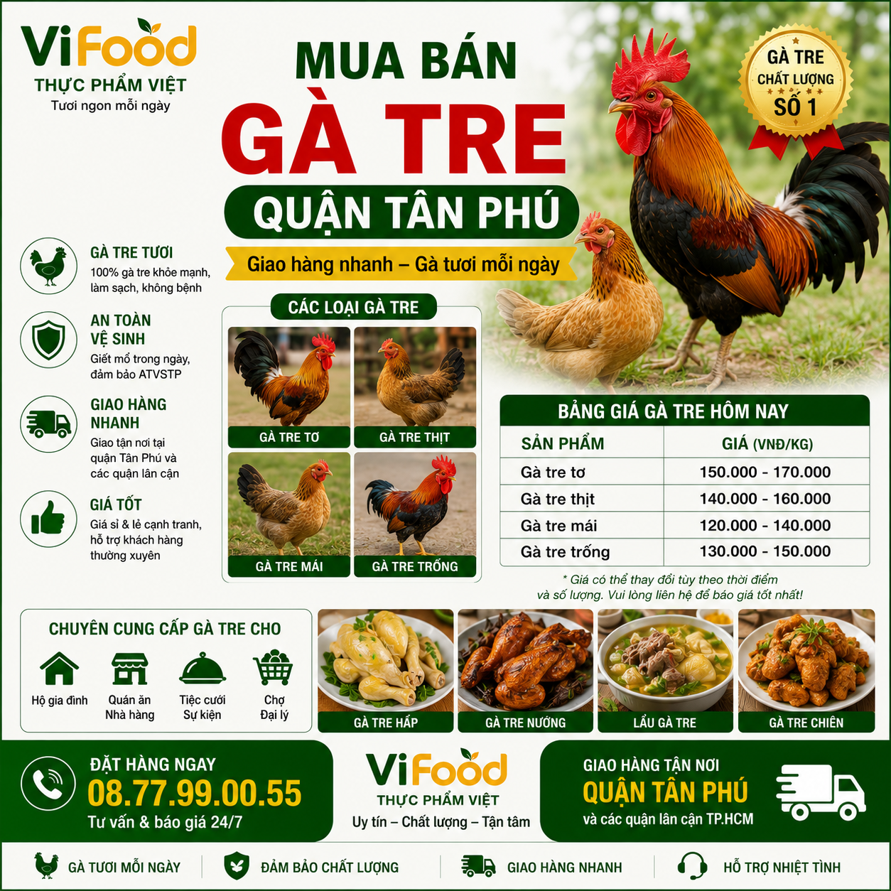 Mua Bán Gà Tre Quận Tân Phú – Gà Tre Đẹp, Khỏe, Giá Tốt