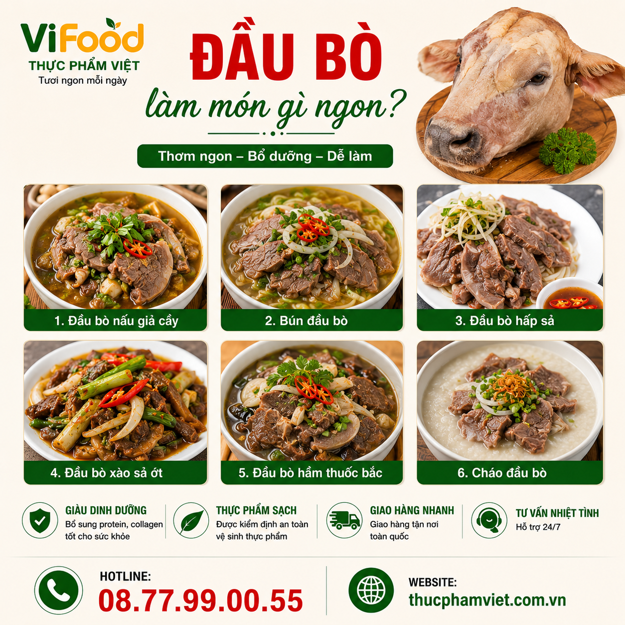 Đầu bò làm món gì ngon