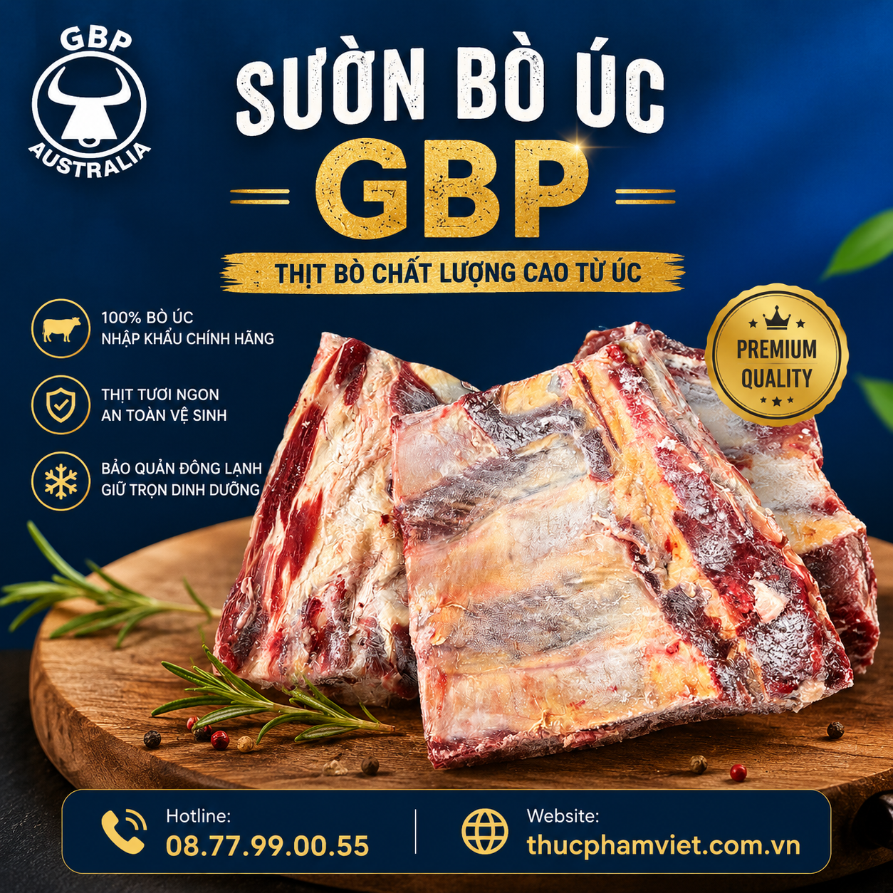 Sườn Bò Úc GBP – Nhập Khẩu Chính Ngạch, Đông Lạnh Giá Sỉ