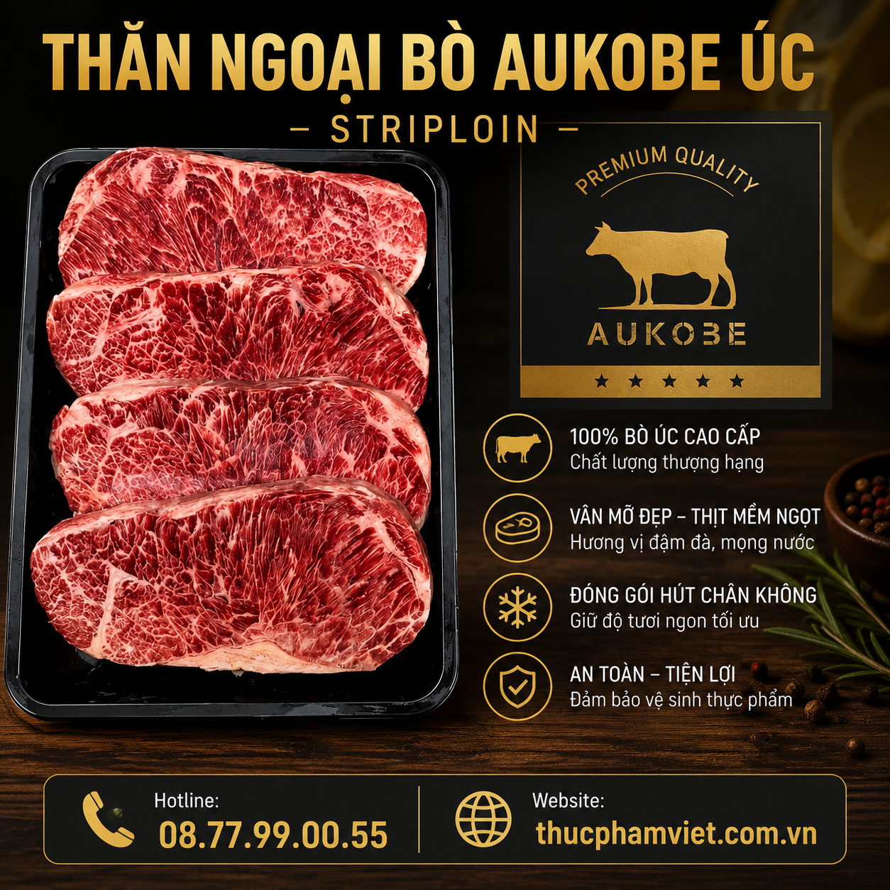 Thăn Ngoại Bò Aukobe Úc 🥩 Striploin