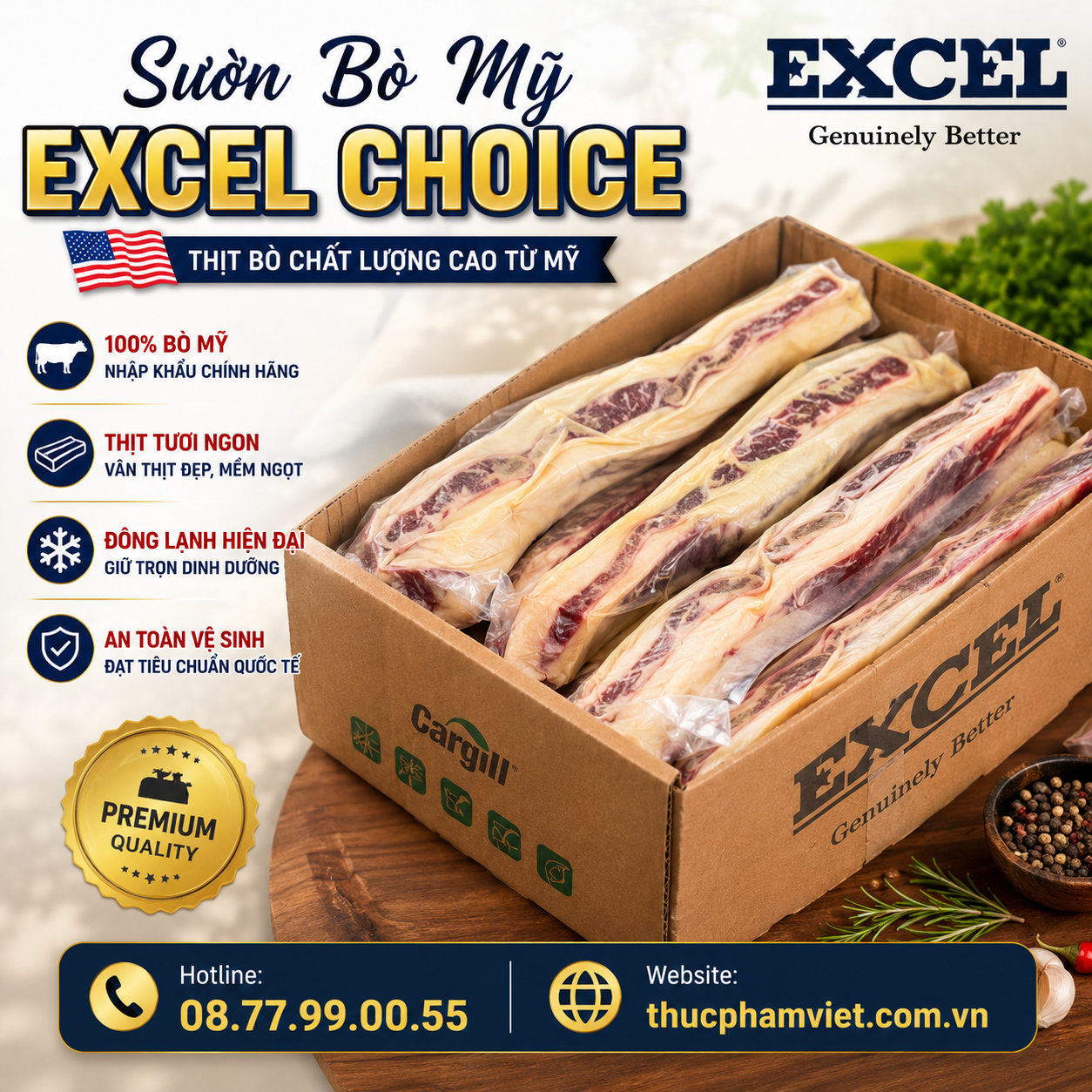 Sườn bò Mỹ Excel Choice