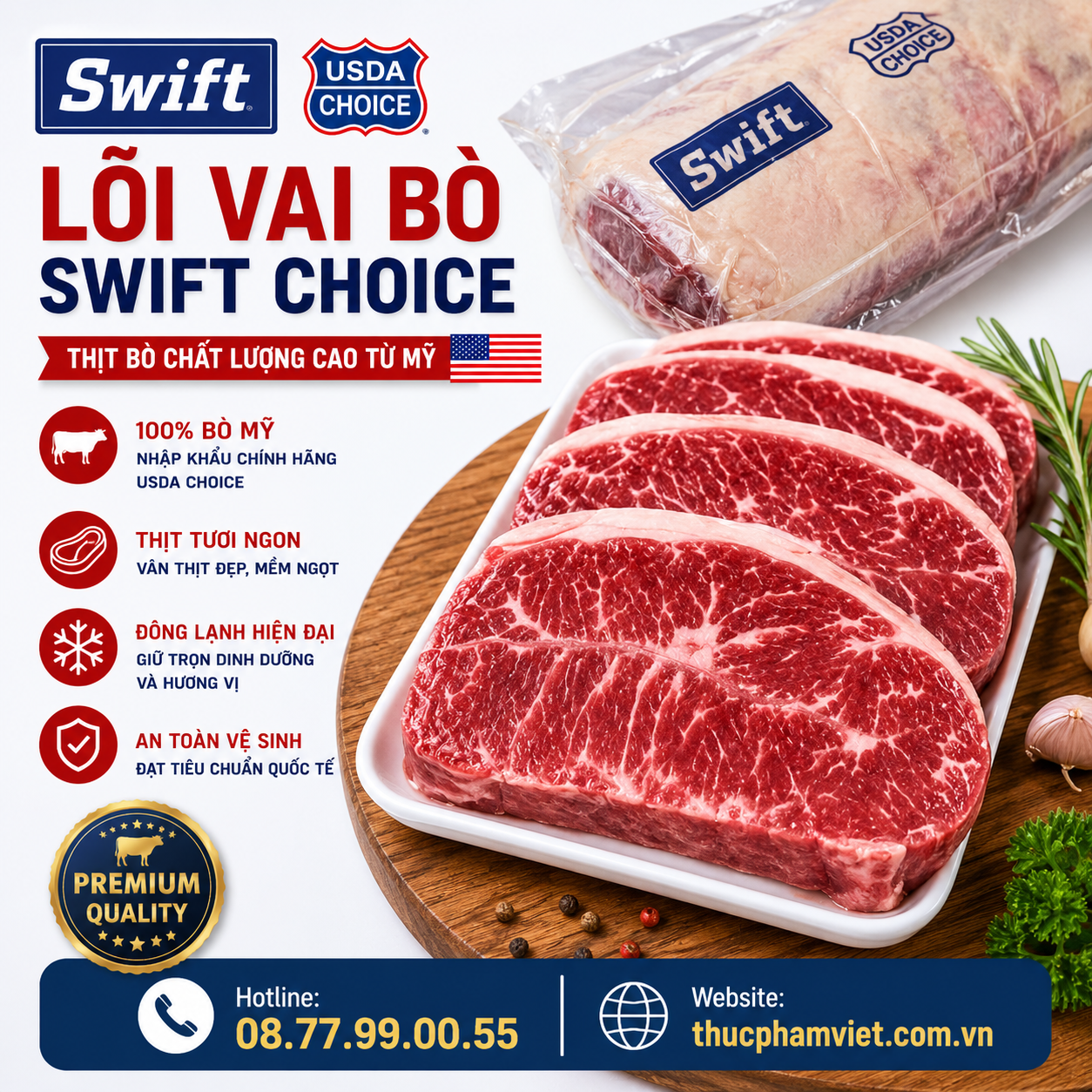 Lõi Vai Bò Swift Choice 🥩 Thùng 30-35kg 