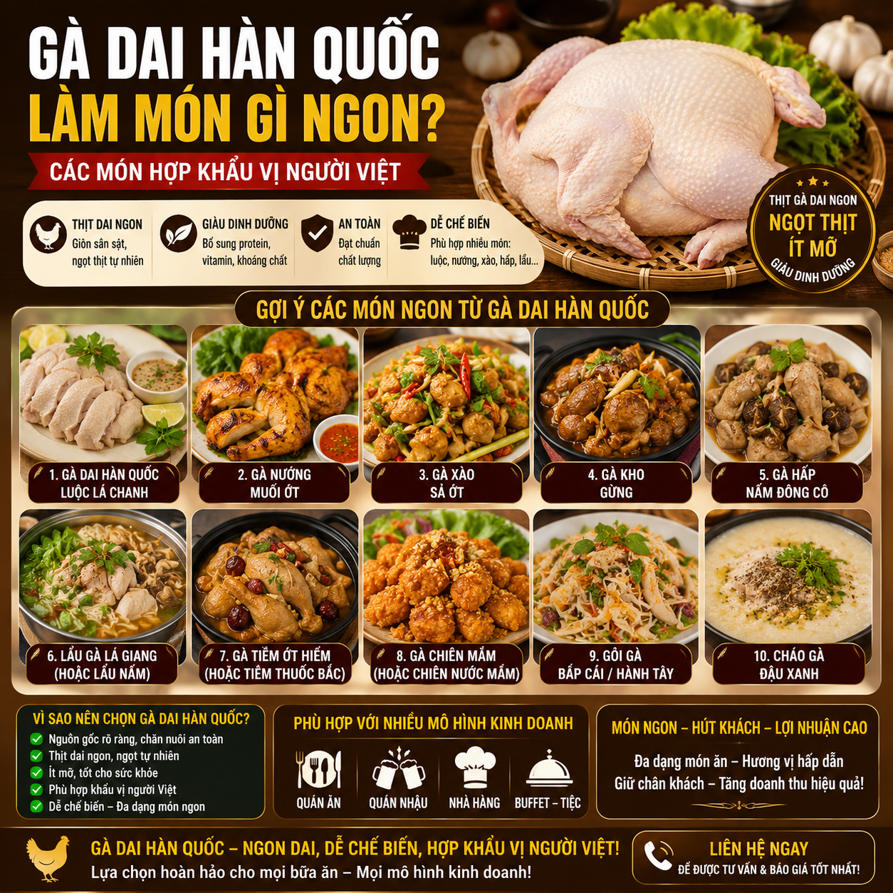 Gà dai Hàn Quốc làm món gì ngon