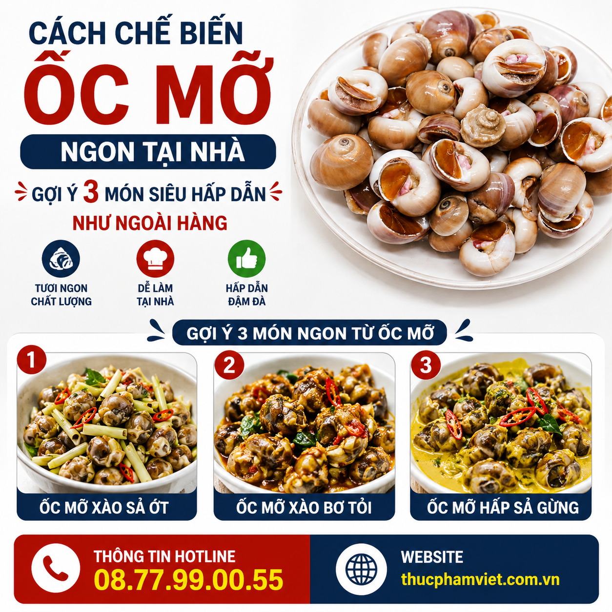Cách chế biến ốc mỡ ngon tại nhà – Gợi ý 3 món siêu hấp dẫn như ngoài hàng