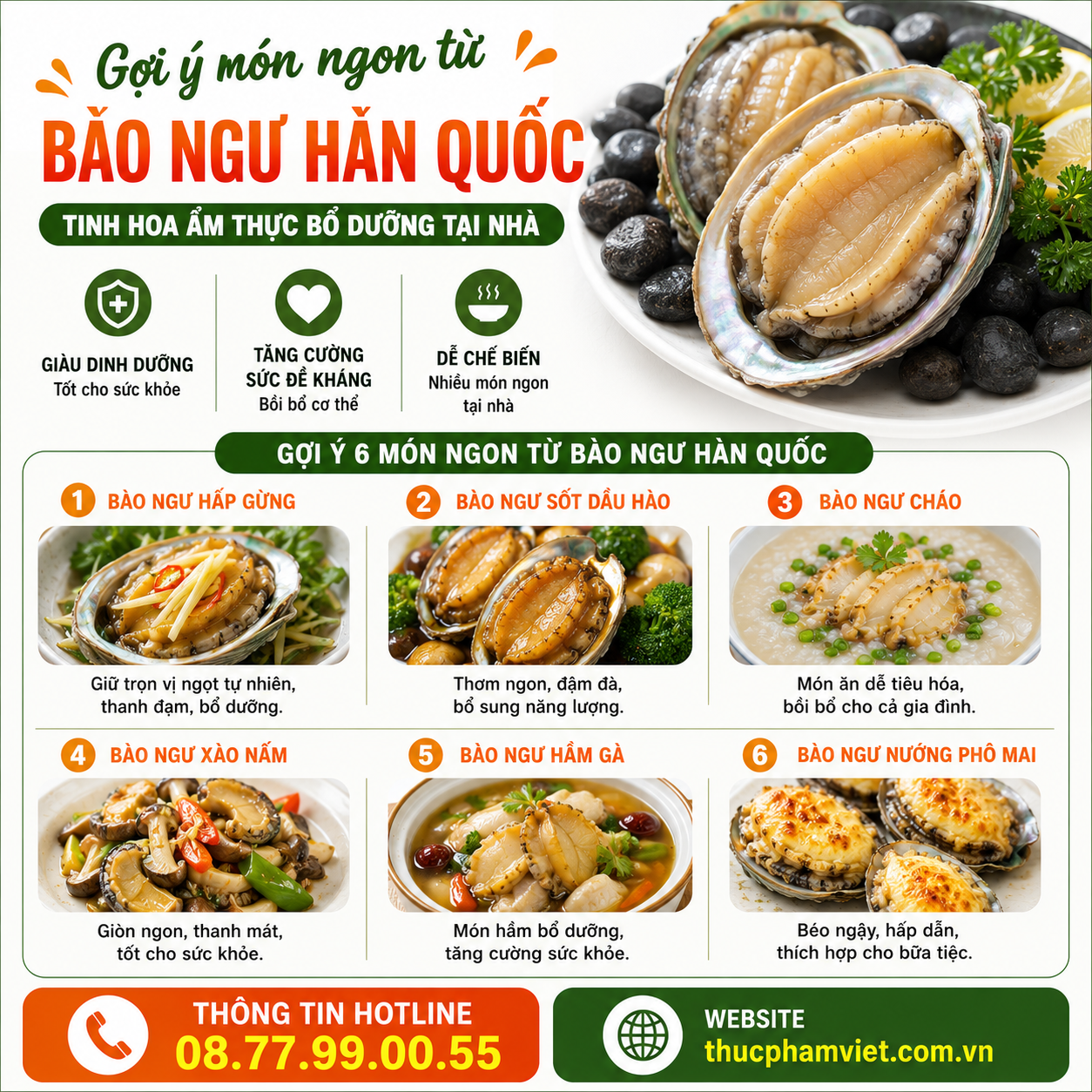Gợi ý món ngon từ bào ngư Hàn Quốc – Tinh hoa ẩm thực bổ dưỡng tại nhà