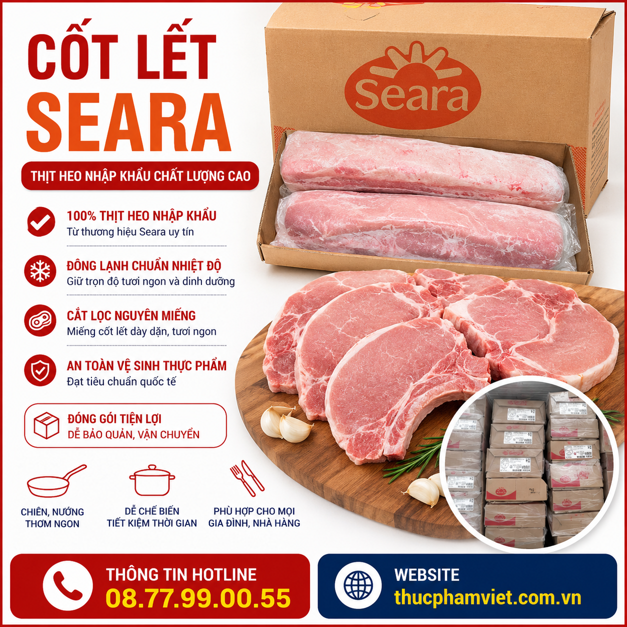 Cốt Lết Seara – Thịt Heo Nhập Khẩu Đông Lạnh Giá Sỉ