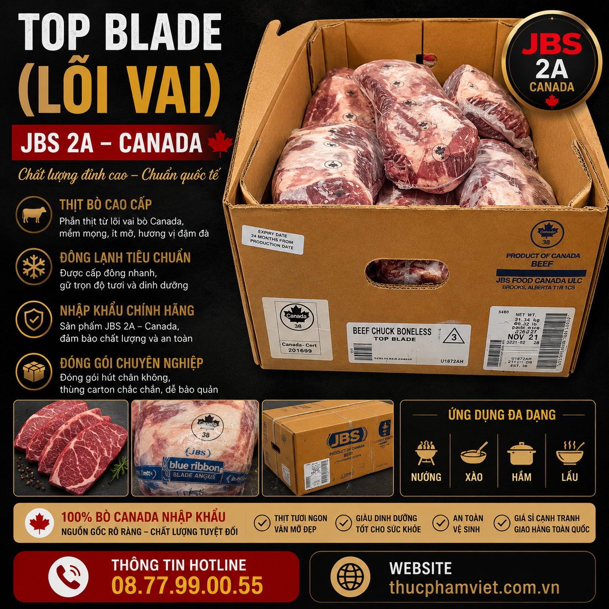 Top Blade (Lõi Vai) JBS Ung- Canada