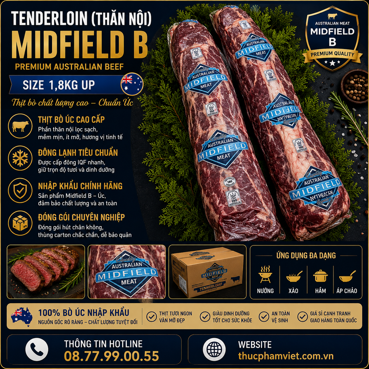 Tenderloin (Thăn nội) Midfield B (Size 1,8kg up)