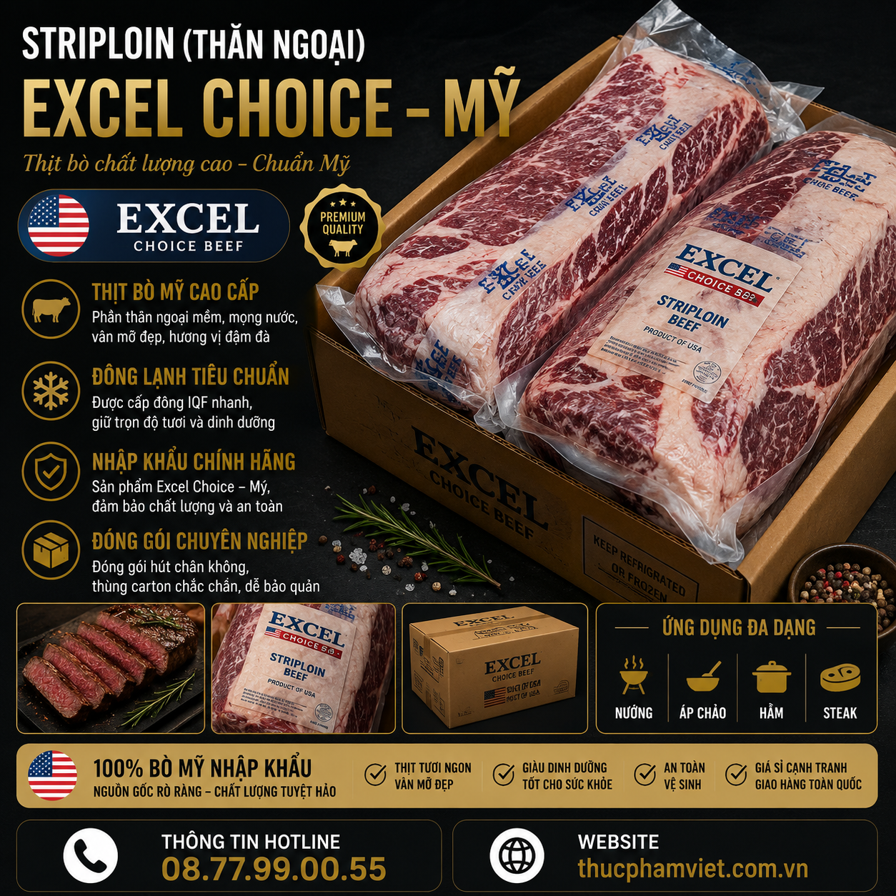 Striploin (Thăn Ngoại) Excel Chocie - Mỹ