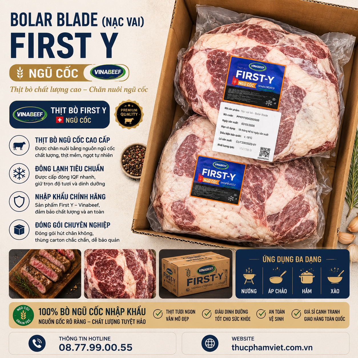 Bolar Blade (Nạc Vai) First Y - ngũ cốc Vinabeef