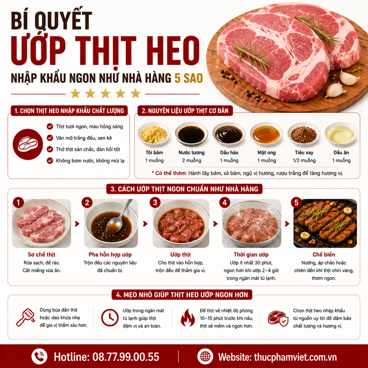 Bí quyết ướp thịt heo nhập khẩu ngon như nhà hàng 5 sao