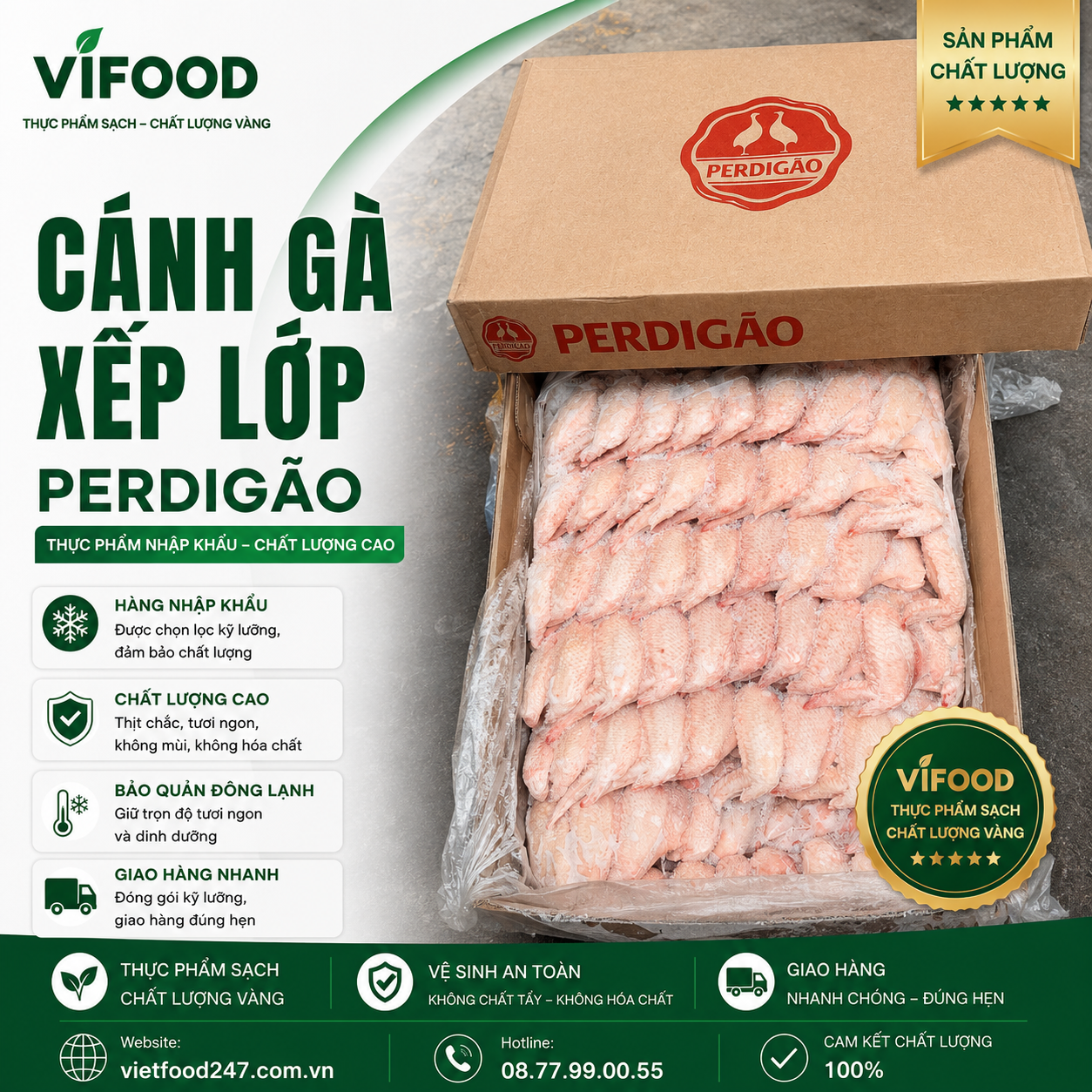 Cánh Gà Xếp Lớp Perdigao Thùng 15kg