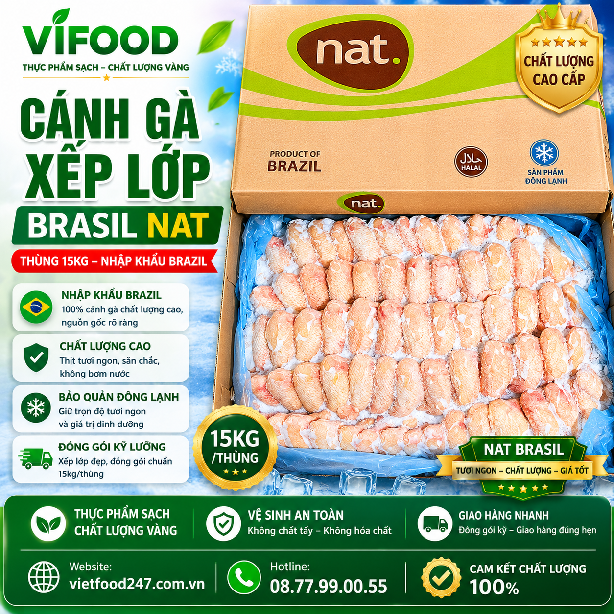 Cánh Gà Xếp Lớp Brasil Nat Thùng 15kg