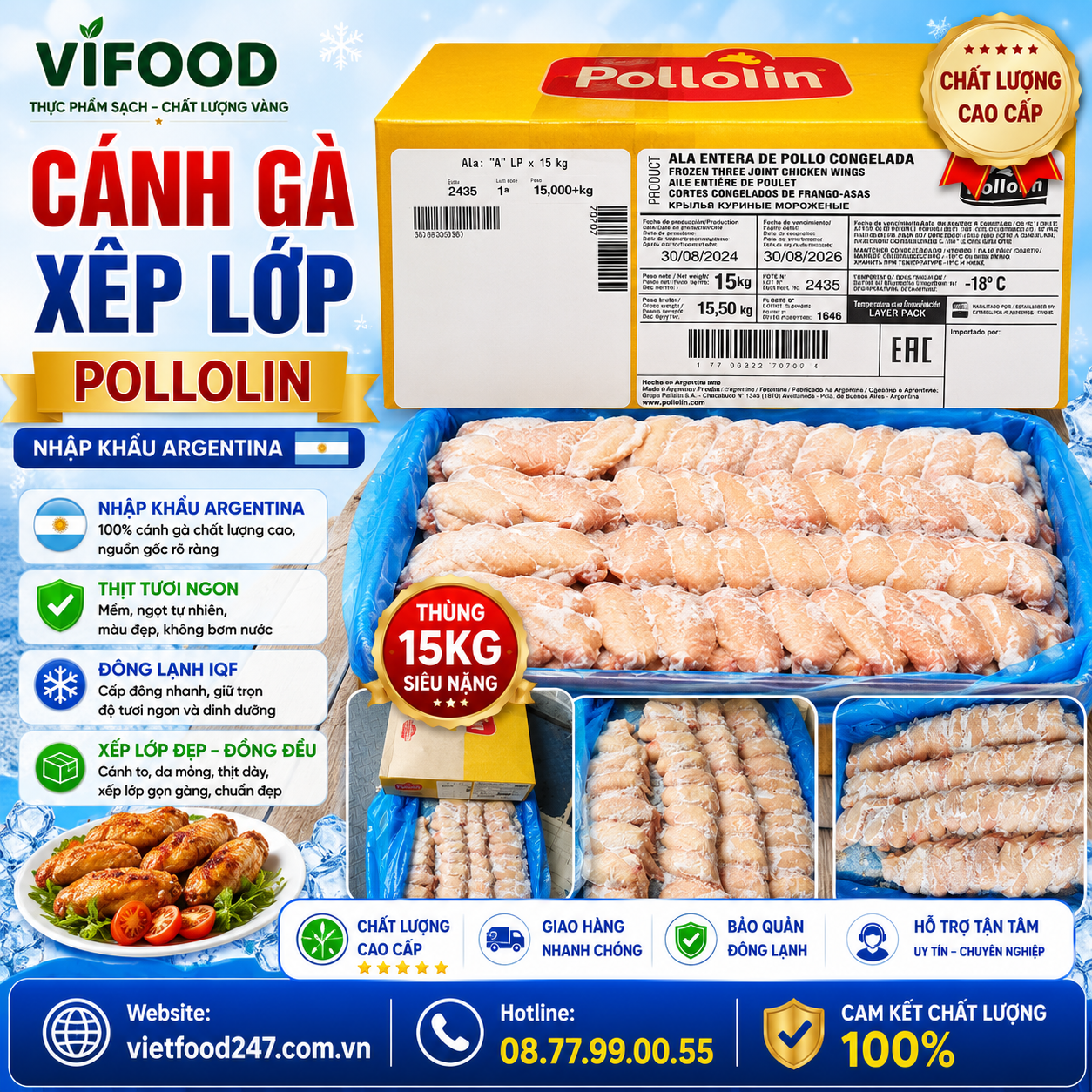 Cánh Gà Xếp Lớp Pollolin Argentina