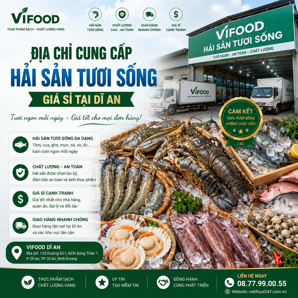 Địa chỉ cung cấp hải sản tươi sống giá sỉ tại Dĩ An