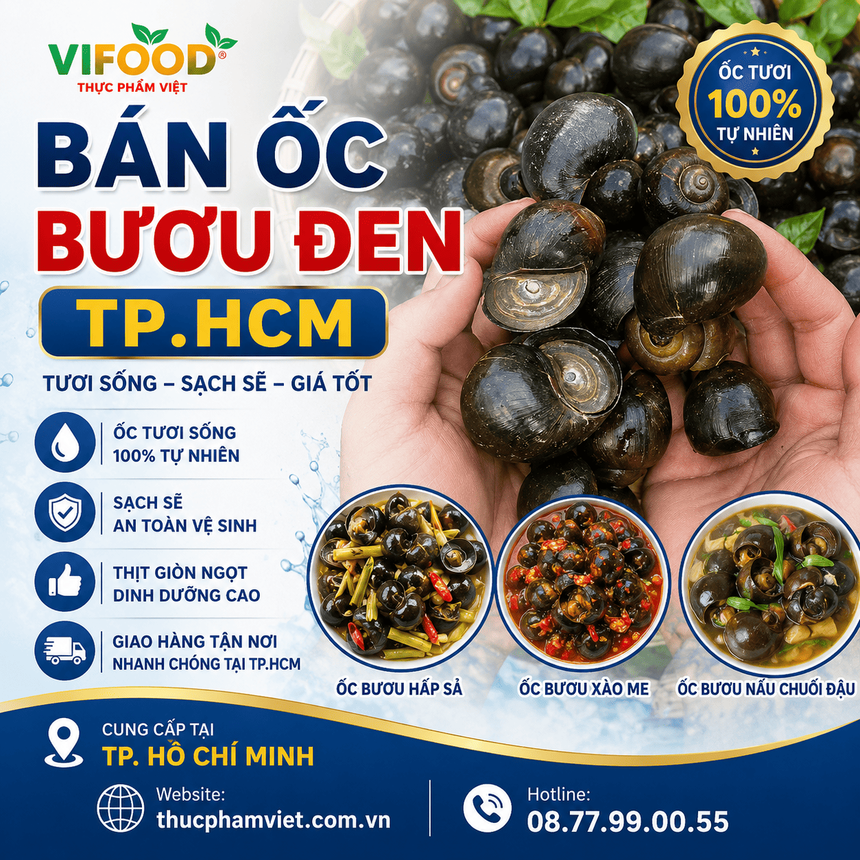 Bán Ốc Bươu Đen TP.HCM | Ốc Bươu Đen Tươi Sống Giá Sỉ, Giao Nhanh