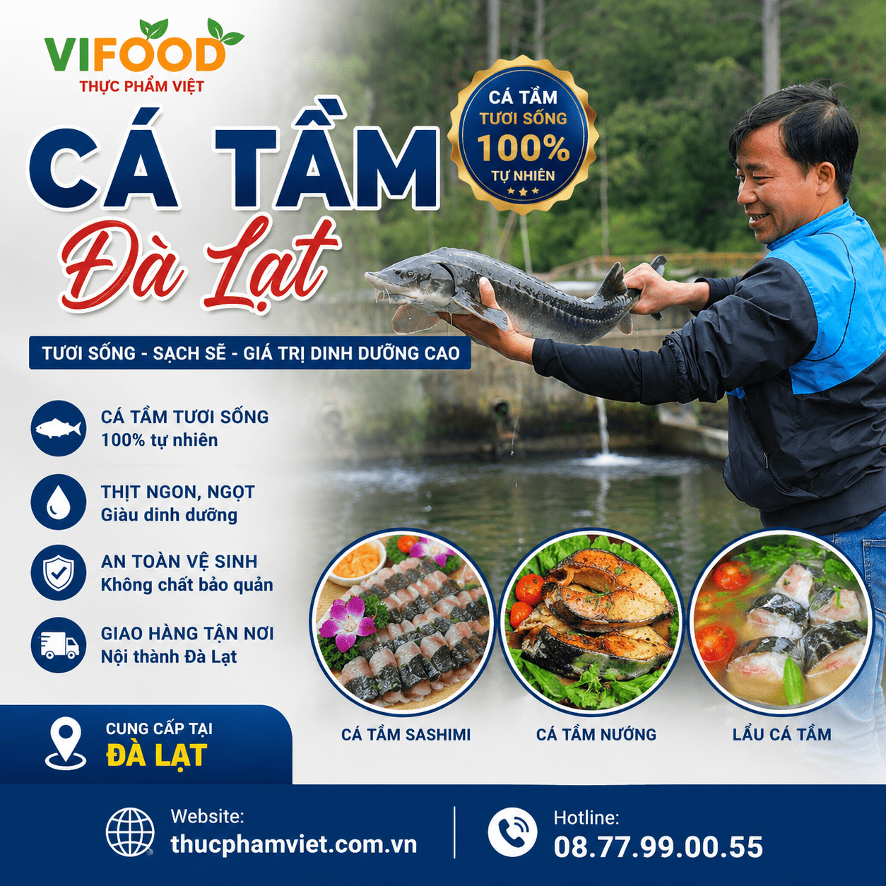 Cá tầm Đà Lạt tươi sống