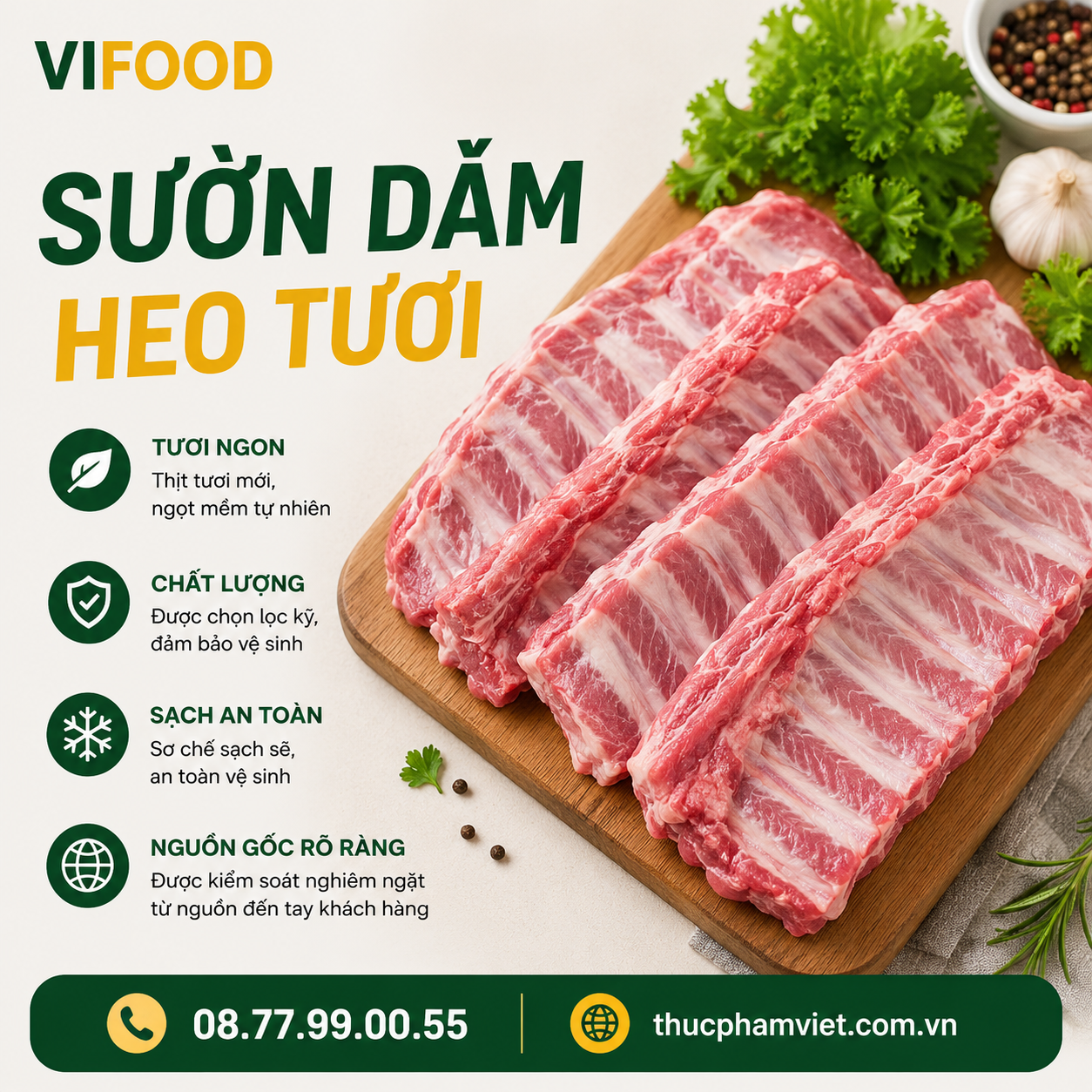 Sườn Dăm Heo Tươi
