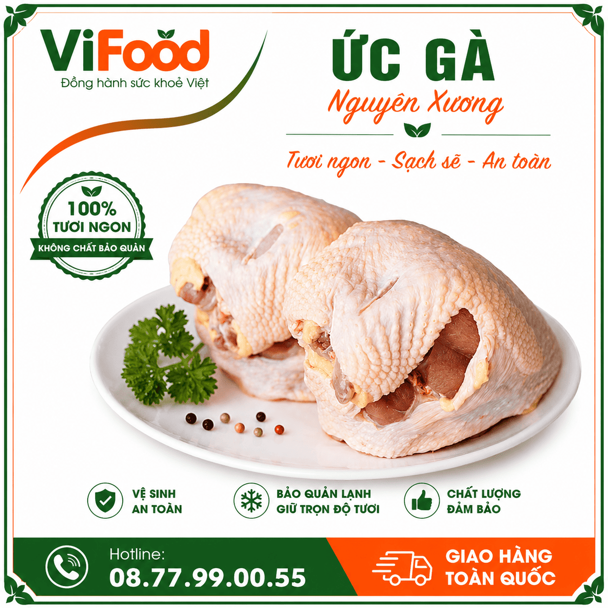 Ức gà nguyên xương