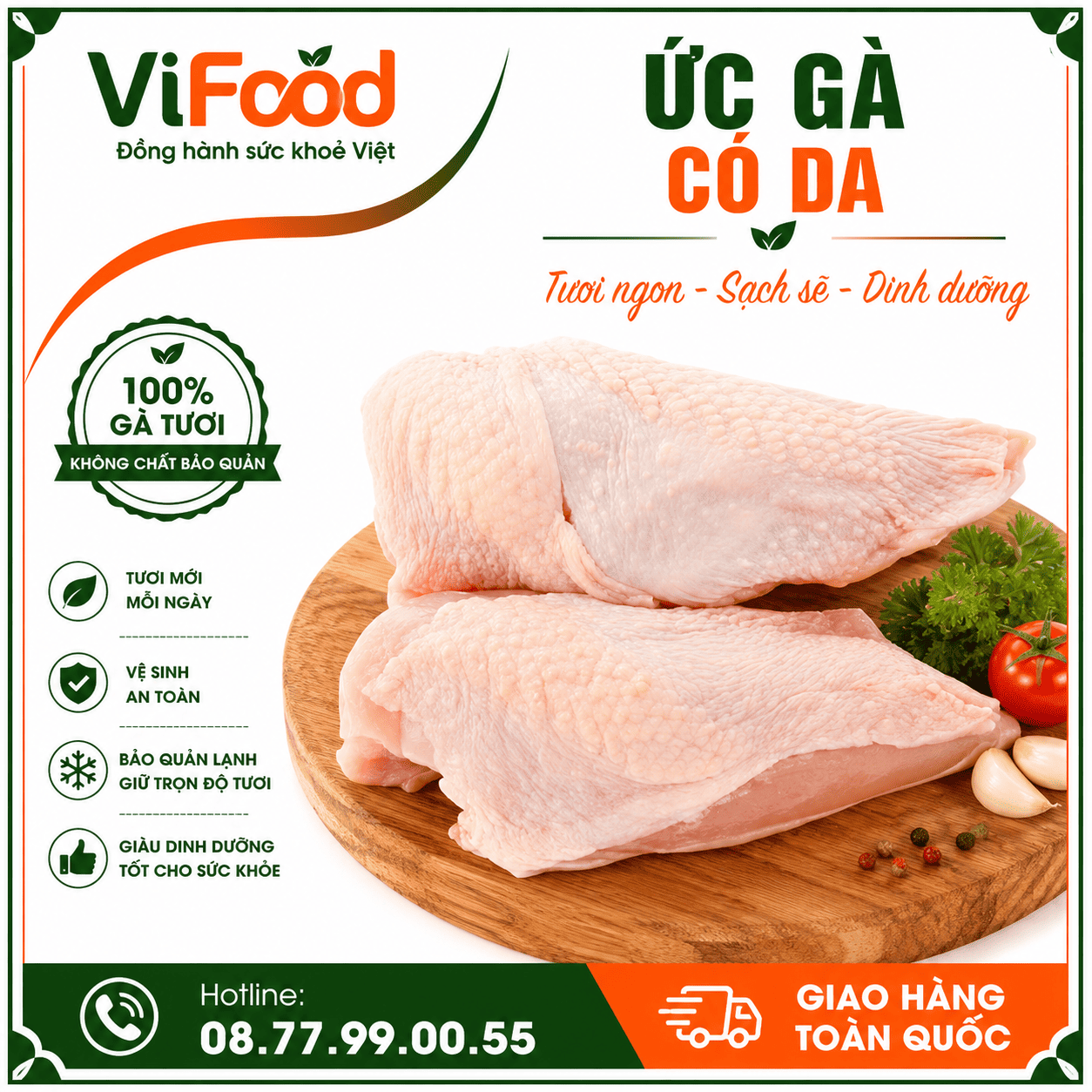 Ức Gà file Có Da
