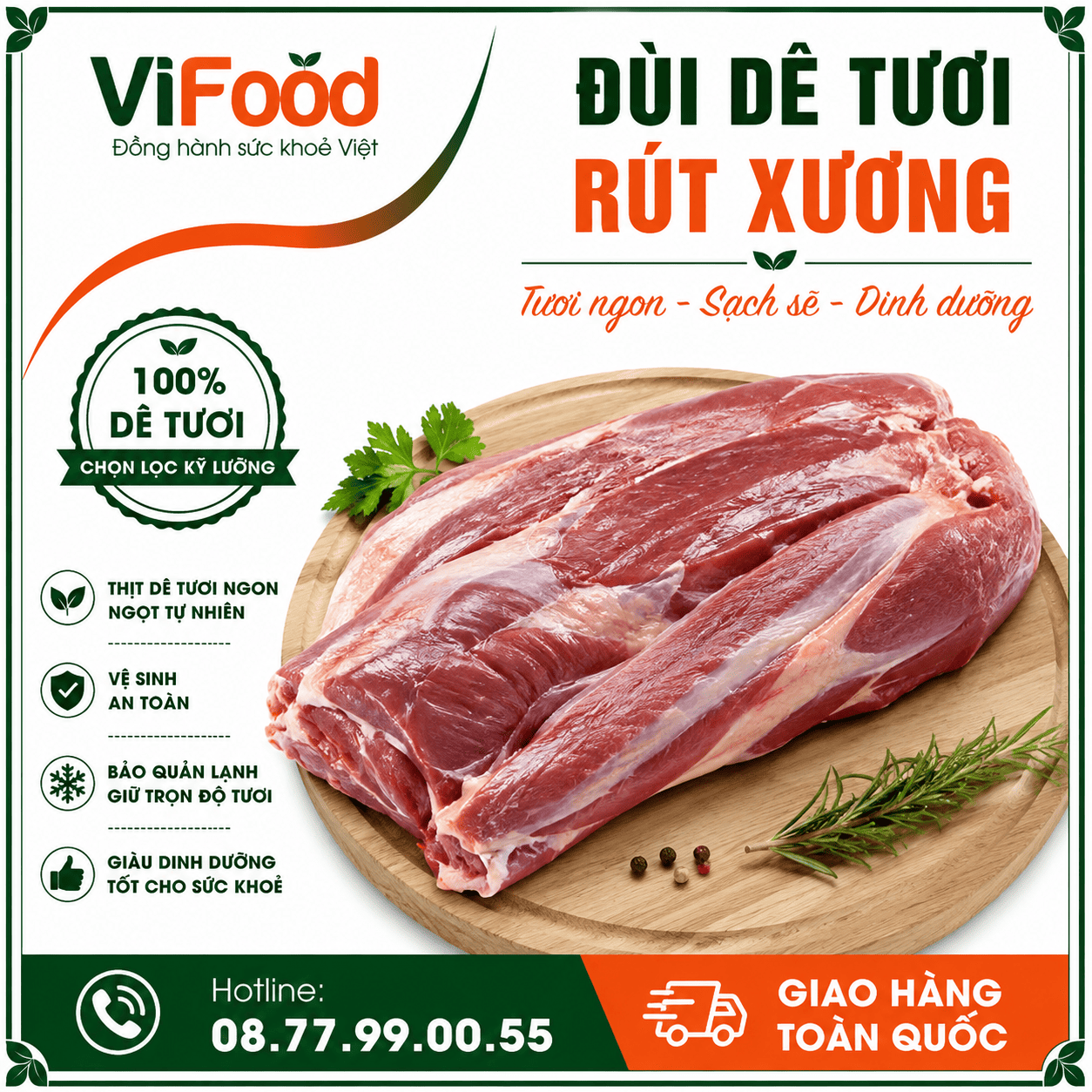 Đùi dê tươi rút xương