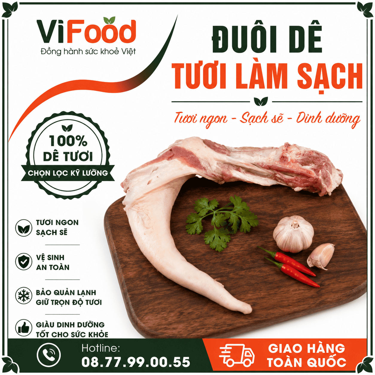 Đuôi dê tươi làm sạch