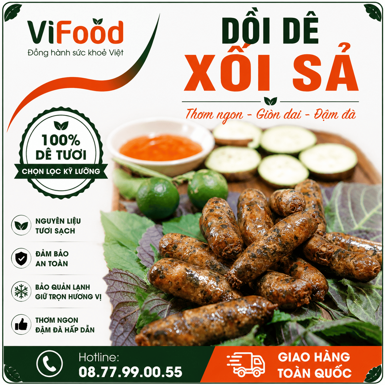 Dồi dê xối sả