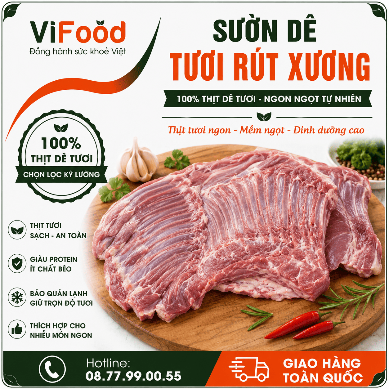 Sườn dê tươi rút xương