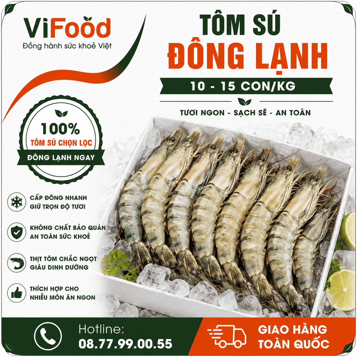 Tôm sú đông lạnh 10-15 con/kg