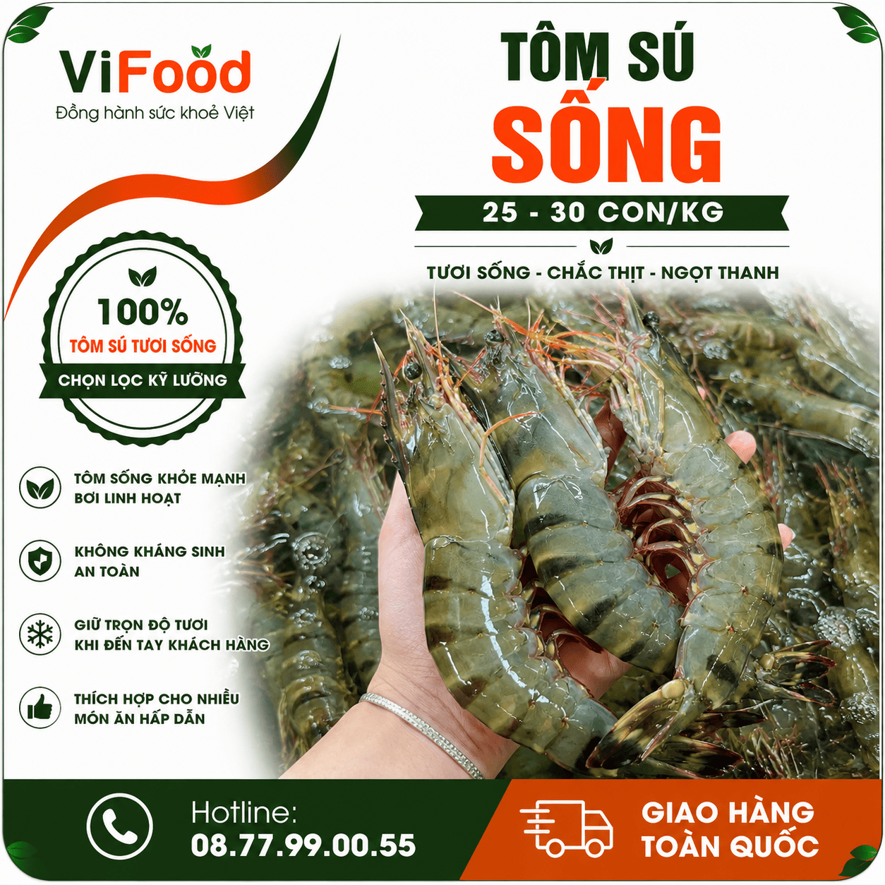 Tôm sú sống 25-30 con/kg