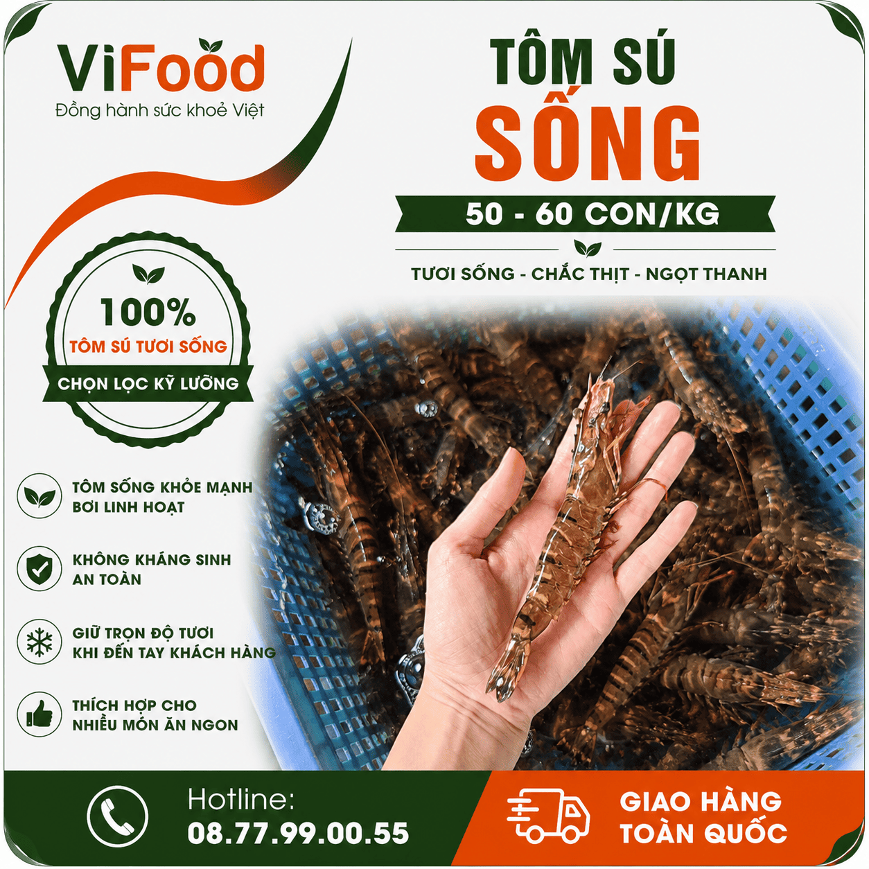 Tôm sú sống size 50-60 con/kg
