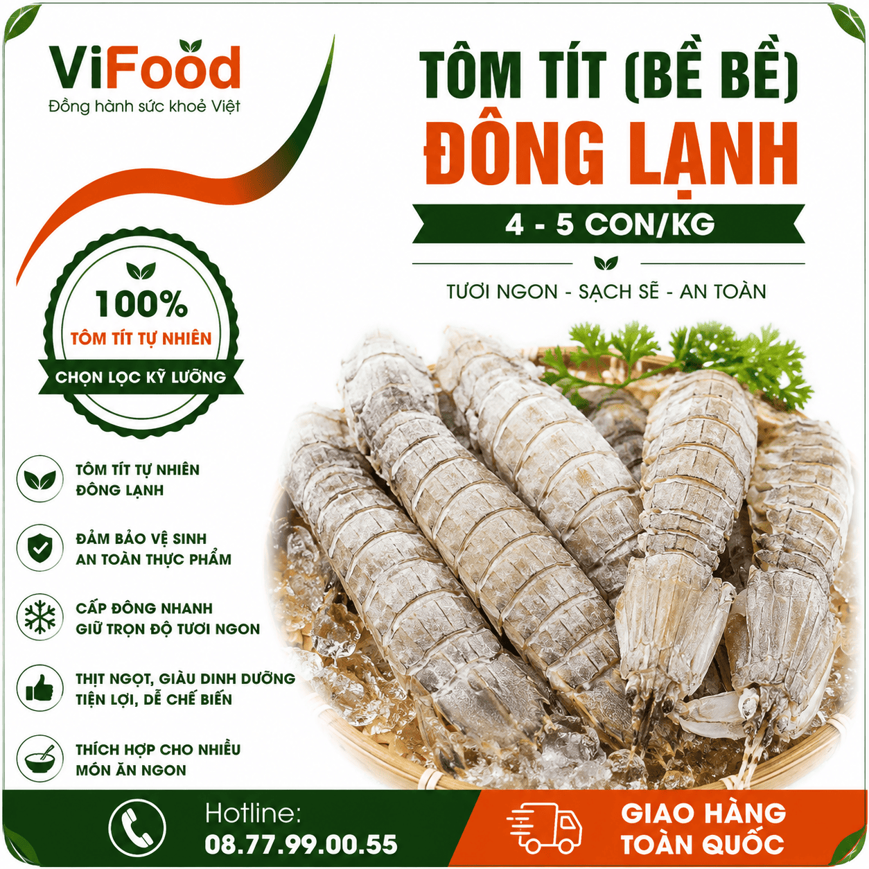 tôm tít (bề bề) đông lạnh 4-5 con/kg
