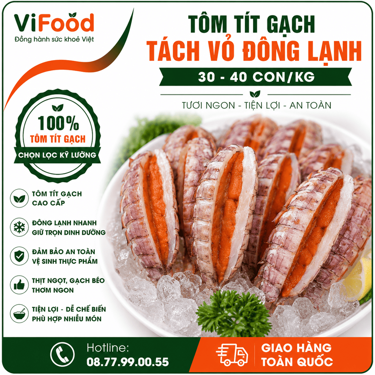 Tôm tít gạch (bề bề) tách vỏ đông lạnh 30-40 con/kg