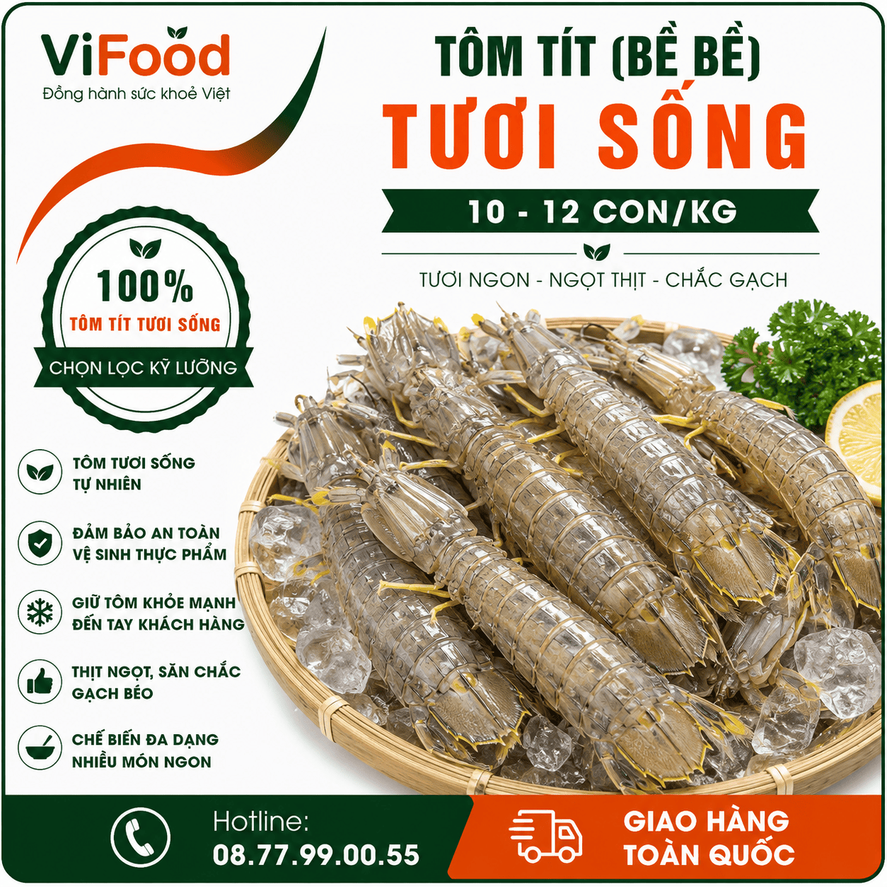 Tôm tít (bề bề) tươi sống 10-12 con/kg