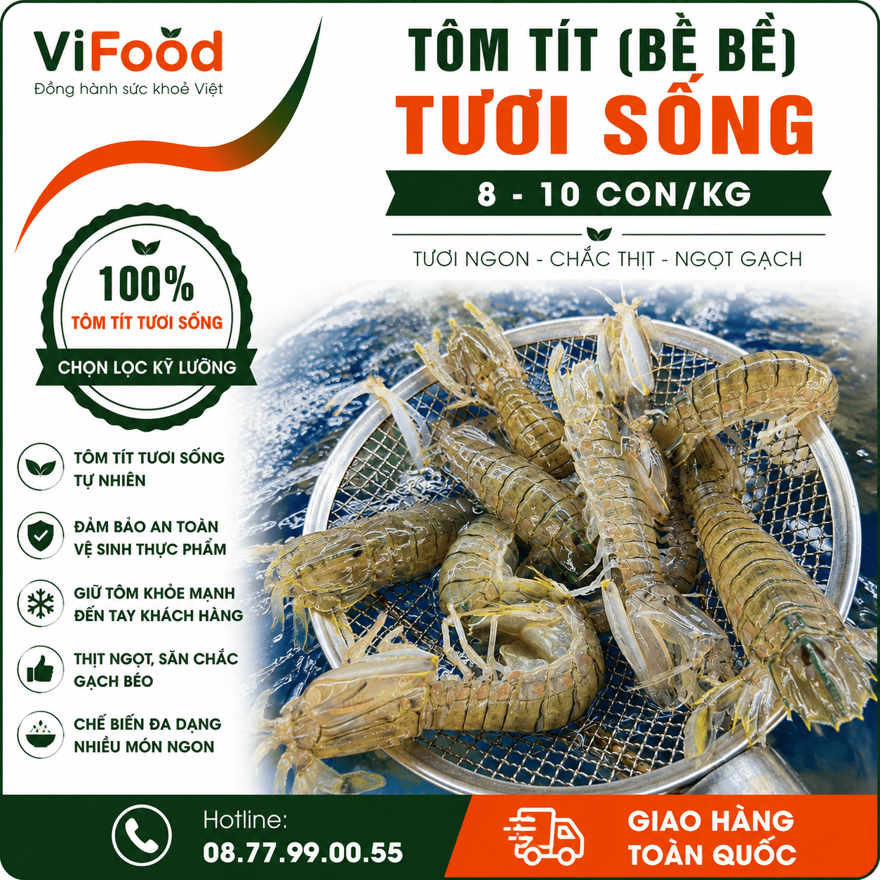 Tôm tít (bề bề) tươi sống 8-10 con/kg